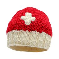 Bonnet tricot av. croix suisse rouge